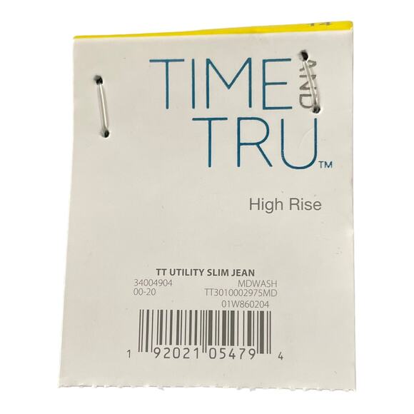 Time and Tru Womens Size 14 Utility Slim High Rise Denim Blue Jeans Medium Wash - Picture 6 of 13